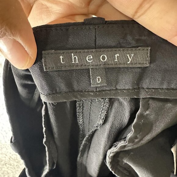 Theory Pants Womens 0 Black Sienna Priceless Ankle Trousers Stretch Made in USA - Picture 6 of 8